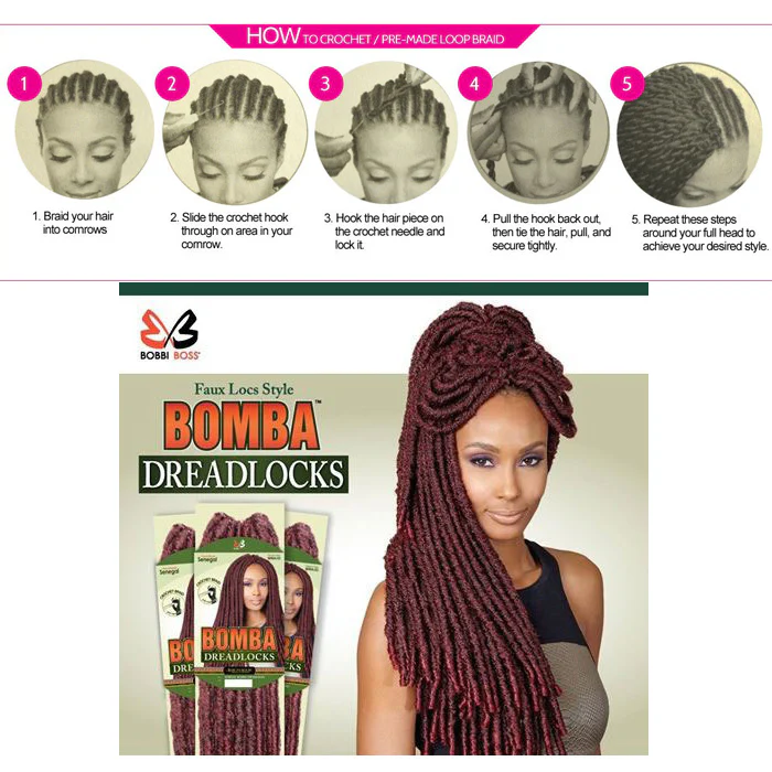 Bobbi Boss African Roots Pre-Looped Crochet Braid Senegal Bomba Dreadlocks - FAUX LOCS SOUL 18" - Image 8