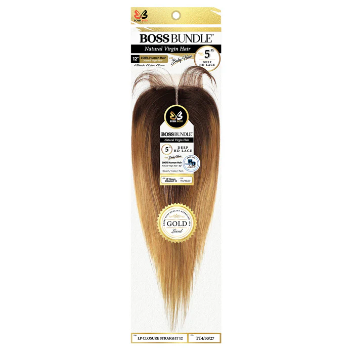 Bobbi Boss Bundle 100% Virgin Human Hair 5" Deep HD Lace Part Closure - STRAIGHT 12"
