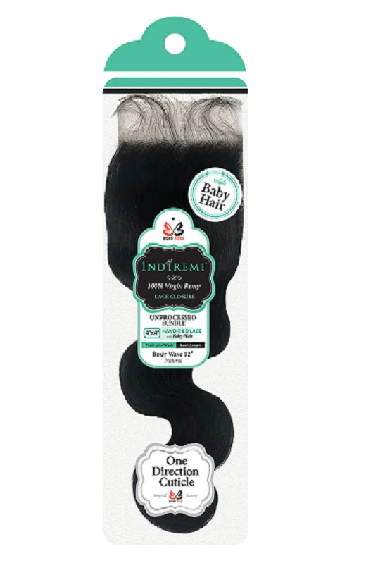 Bobbi Boss Indi Remi 100% Unprocessed Human Hair 4X4 Lace Closure - BODY WAVE
