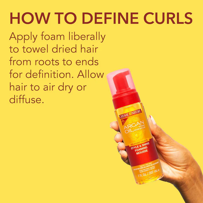 Creme of Nature Argan Oil Style & Shine - FOAMING MOUSSE 7 oz - Image 3
