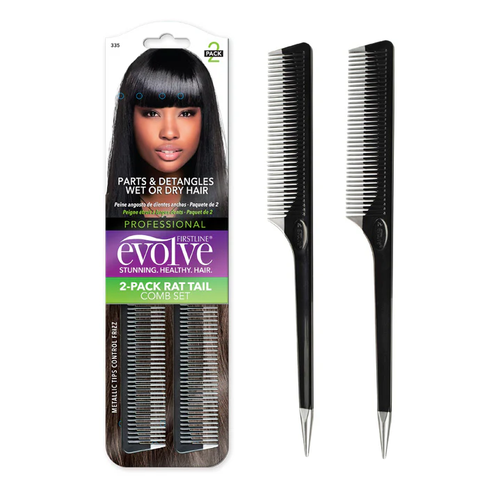 Firstline Evolve 2 Pack Rat Tail Comb Set - Image 2