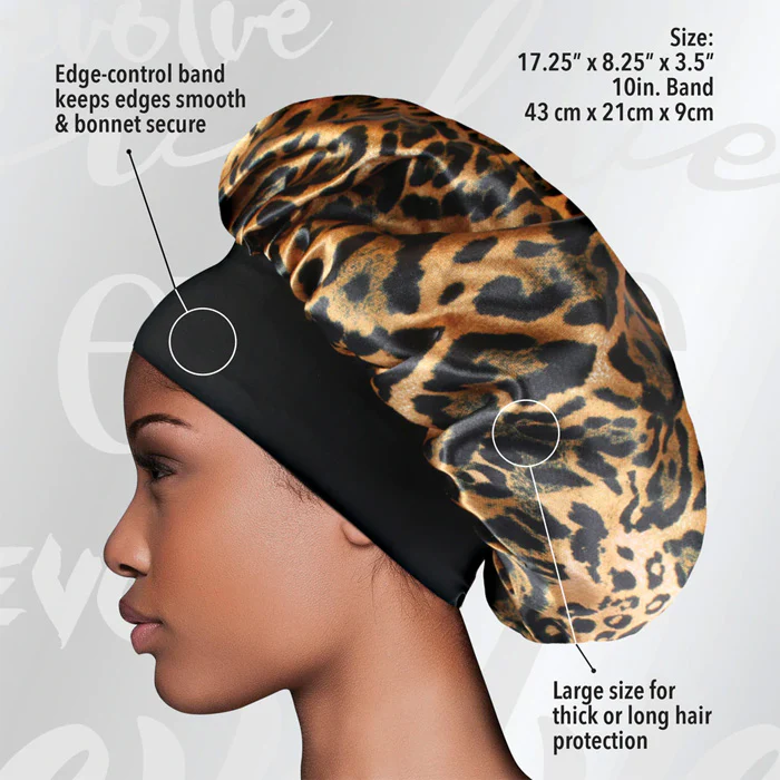 Firstline Evolve Luxe Satin Wide-Edge Bonnet - Leopard - Image 2