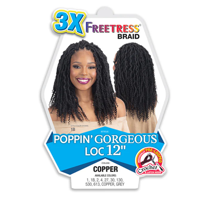 Freeetress Pre-Looped Crochet Braids - 3X POPPIN GORGEOUS LOC 12" - Image 3