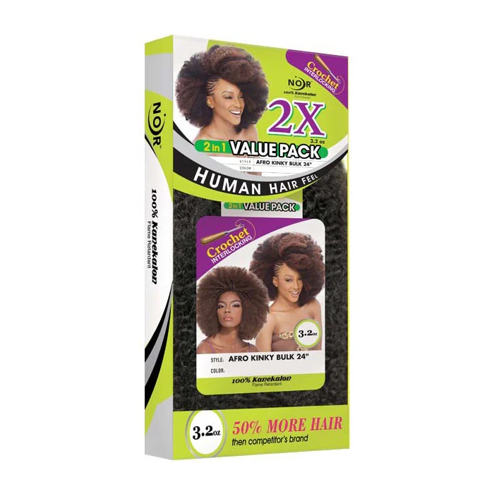Janet Collection Noir 2 in 1 Value Pack Crochet Braid - AFRO KINKY BULK 24" - Image 8