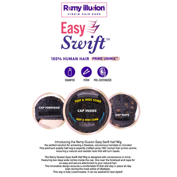 Janet Collection Remy Illusion Easy N Swift 100% Human Hair Blend Half Wig - GADI - Image 5