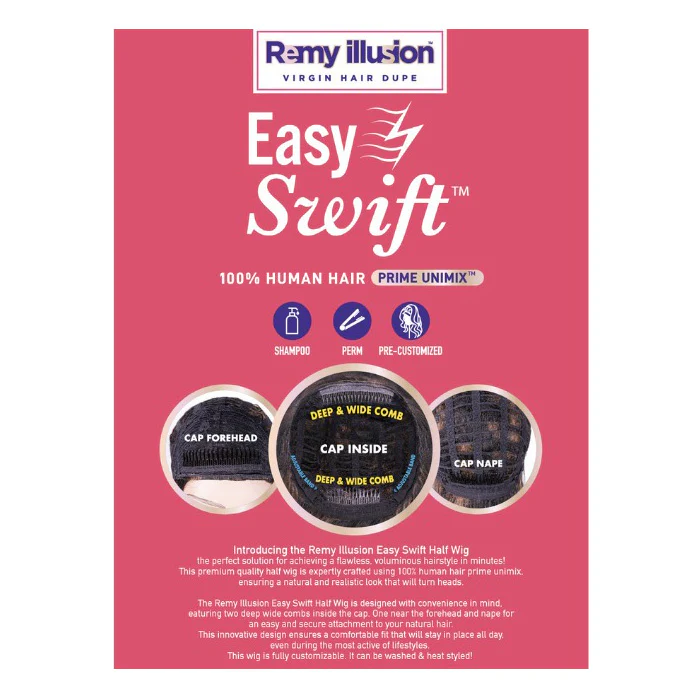 Janet Collection Remy Illusion Easy N Swift 100% Human Hair Prime Unimix Half Wig - AGRA - Image 6