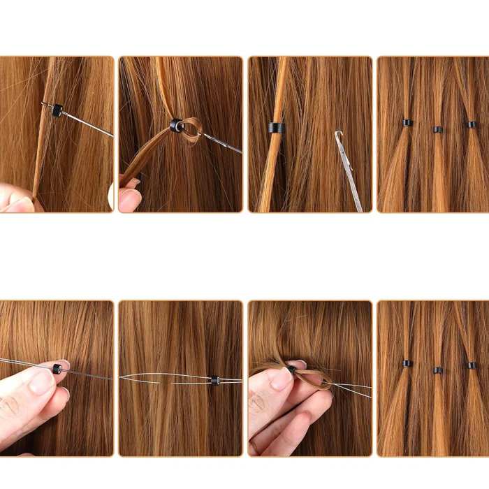 Lord & Cliff Micro Ring Link Lock Beads for Extensions - SHELL 100 Pcs (5/3/3 mm) - Image 4