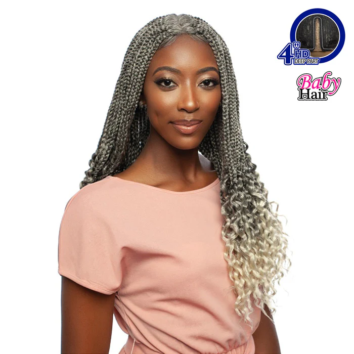 Mane Concept 4" Deep HD Inspire Braid Lace Wig - RCHB102 CRIMP ENDS BOX BRAID 22" - Image 2