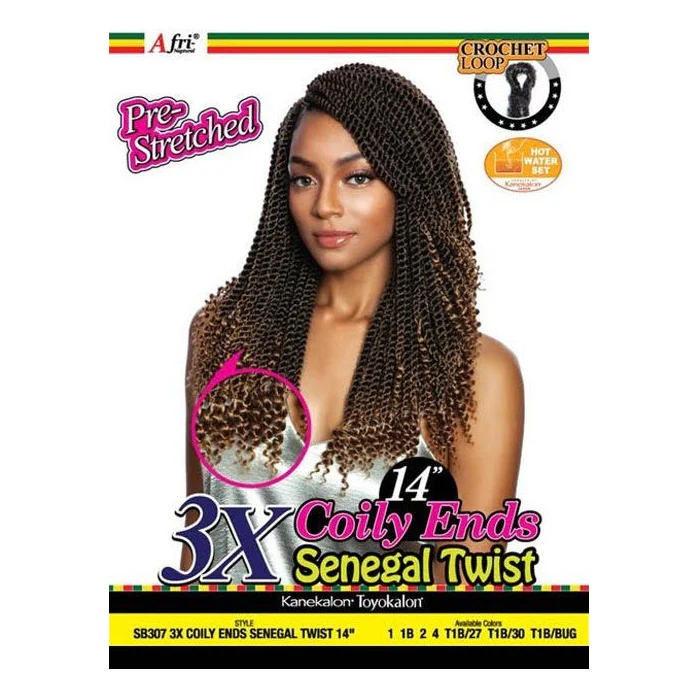 Mane Concept Afri Naptural Crochet Loop Pre-Stretched Braid - SB307 3X COILY ENDS SENEGAL TWIST 14" - Image 5