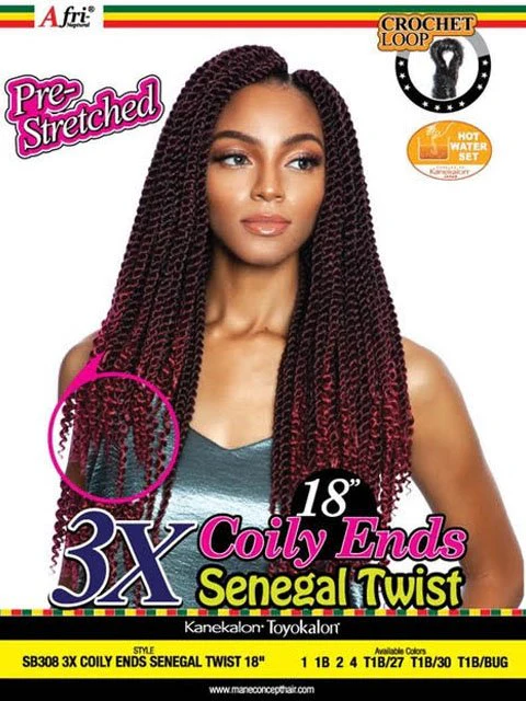 Mane Concept Afri Naptural Crochet Loop Pre-Stretched Braid - SB308 3X COILY ENDS SENEGAL TWIST 18" - Image 5