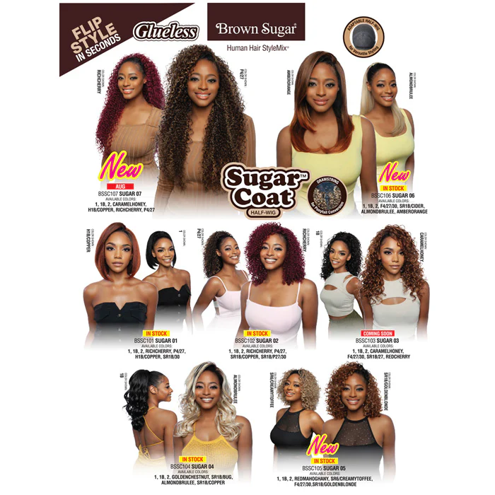 Mane Concept Brown Sugar Coat Human Hair Blend Half Wig - BSSC104 SUGAR 04 - Image 7