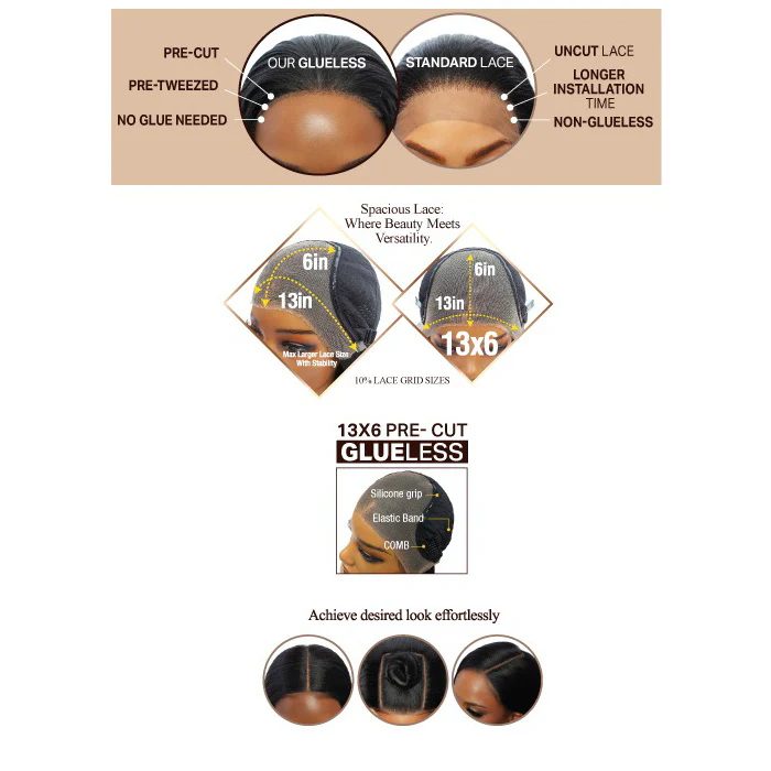 Mane Concept Brown Sugar SkinBond Lace Glueless HD 13X6 Lace Front Wig - BSSB216-GLUELESS 10 - Human Hair Blend - Image 6