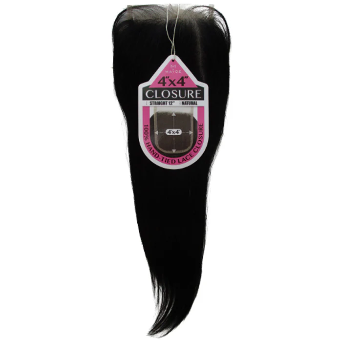 Mayde Beauty 100% Hand Tied 4x4 Lace Closure - STRAIGHT 12"
