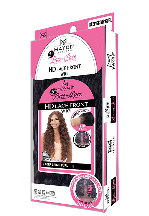 Mayde Beauty Lace & Lace 5" Deep Hand-Tied Lace Part Front Wig - DEEP CRIMP CURL - Image 3