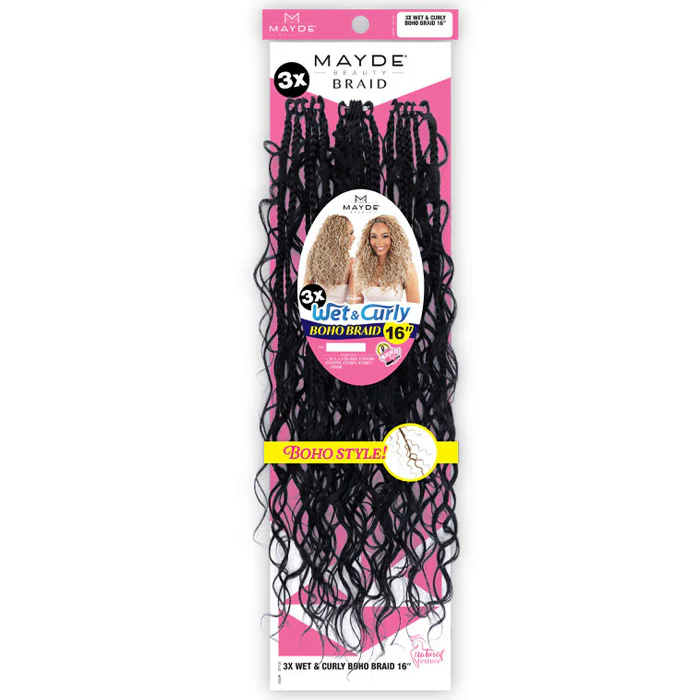 Mayde Pre-Loop Crochet Braid - 3X WET & CURLY BOHO BRAID 16" - Image 3