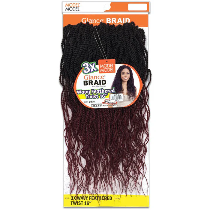 Model Model Glance Crochet Braid - 3X WAVY FEATHERED TWIST 16" - Image 3