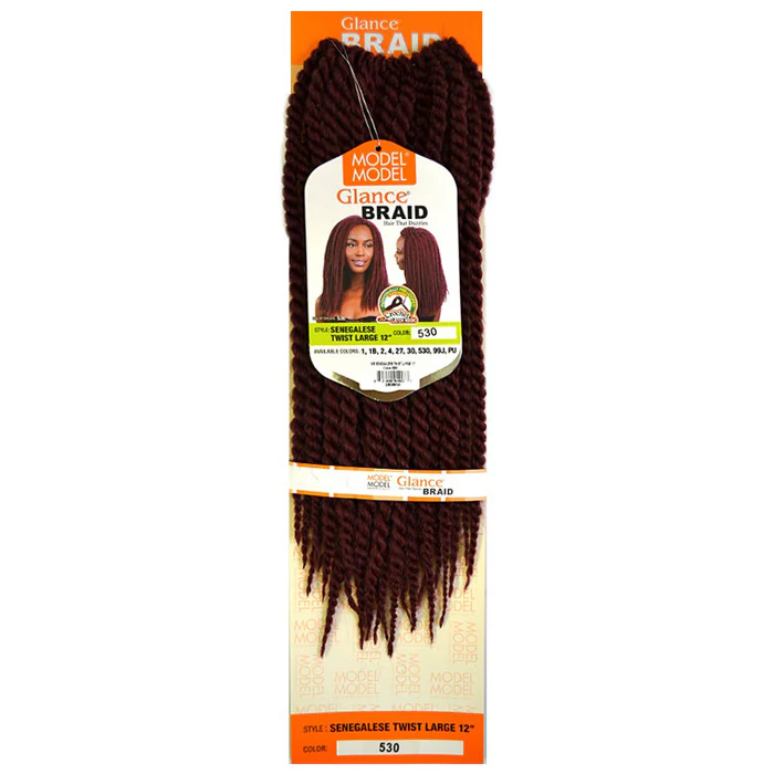 Model Model Glance Pre-Looped Crochet Braid - SENEGALESE TWIST LARGE 12" - Image 3