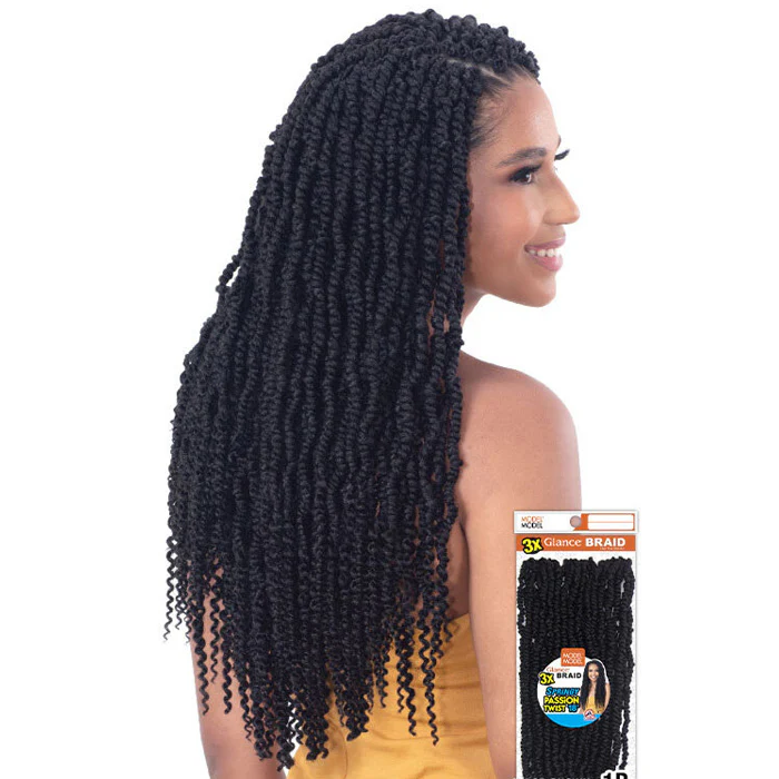 Model Model Glance Pre-Looped Crochet Braids - 3X SPRINGY PASSION TWIST 18" - Image 2