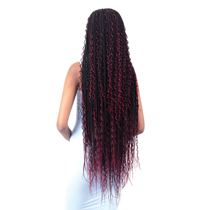 Model Model Glance Pre-Looped Crochet Braids - PRE-STRETCHED BOHO BOX BRAID 38" 3X - Image 2
