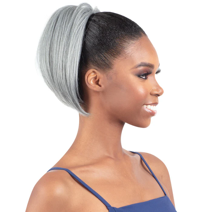 Model Model Miss Divine Human Hair Blend Drawstring Ponytail - YAKI FLIP IN - Image 2