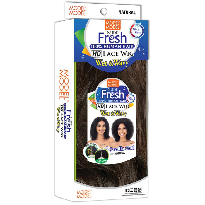 Model Model Nude Fresh Human Hair HD Lace 5" Deep Wide Part Wig Wet N Wavy CAVALLA CURL - Image 3