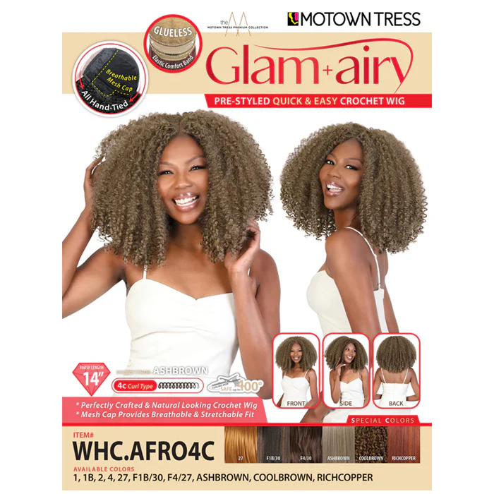 Motown Tress Glam+Airy Glueless Pre-Styled Quick & Easy Crochet Wig - WHC.AFRO4C - Image 6