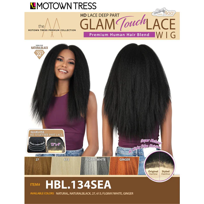 Motown Tress Glam Touch Human Hair Blend 13x4 Glueless HD Lace Wig - HBL.134 SEA - Image 6