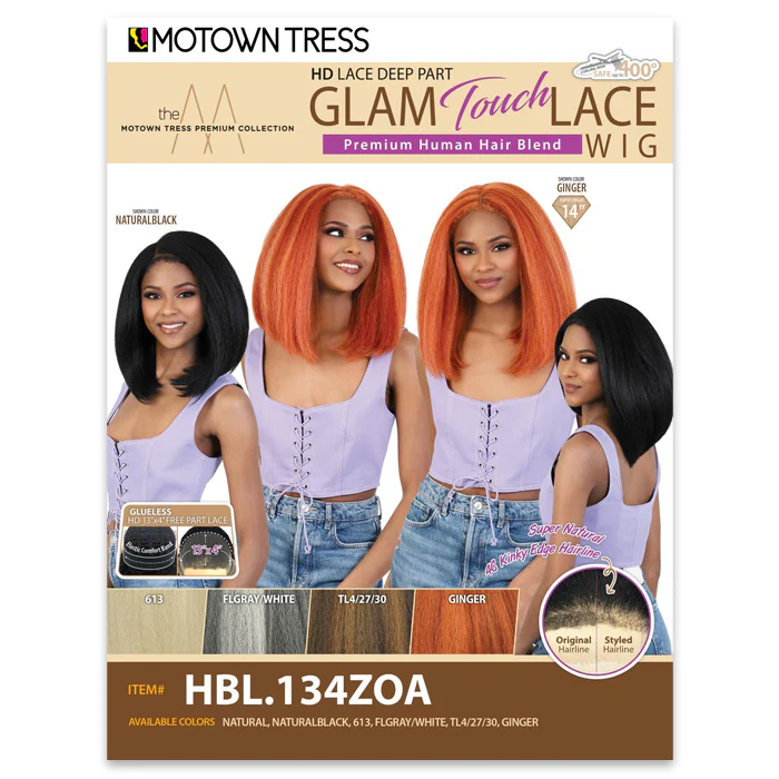 Motown Tress Glam Touch Lace Glueless Human Hair Blend HD 13x4 Lace Front Wig- HBL 134ZOA - Image 9