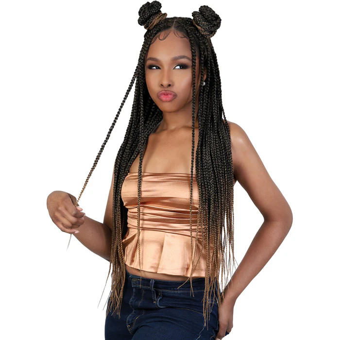 Motown Tress Glueless Hand-Braided HD Whole Hand-Tied Lace Wig - WLB.TRIBOX - Box Braid Triangle Method - Image 2