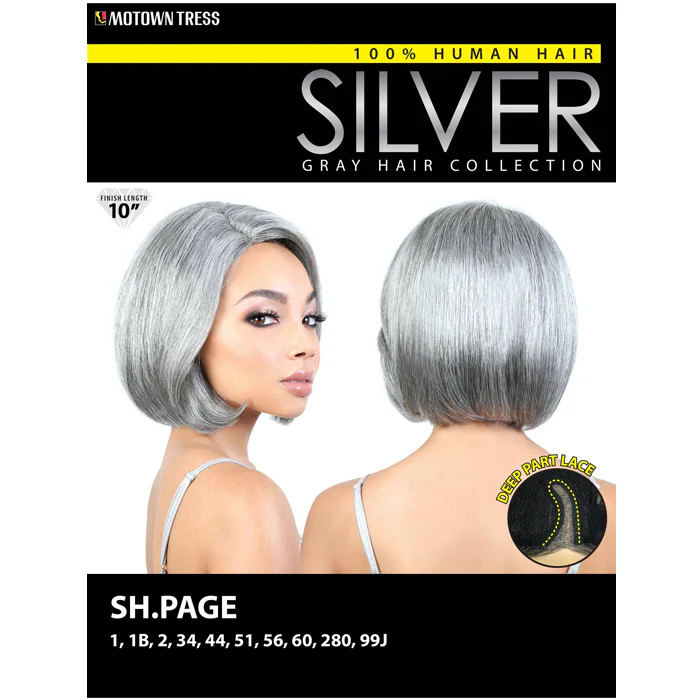 Motown Tress Human Hair Silver Gray Hair Collection Lace Part Wig - SH.PAGE - Image 4