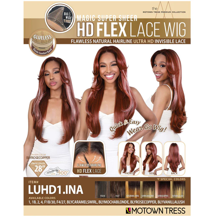 Motown Tress Magic Super Sheer Glueless HD Flex Lace Front Wig - LUHD1.INA - Image 5