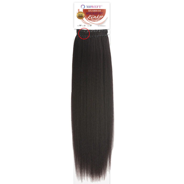 New Born Free 360 Weft 100% Human Hair Micro Beads Weft Weave - KINKY STRAIGHT 18" - Image 3