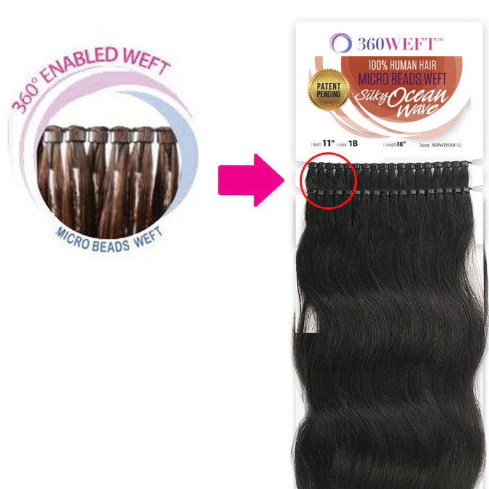 New Born Free 360 Weft 100% Human Hair Micro Beads Weft Weave - SILKY OCEAN WAVE 18" - Image 2