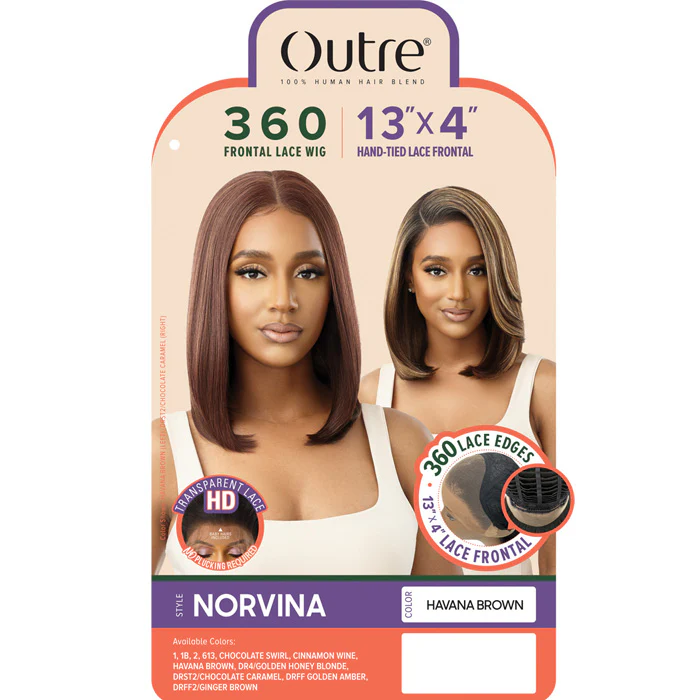 Outre 100% Human Hair Blend HD 360 Edge 13X4 Lace Front Wig - NORVINA - Image 6