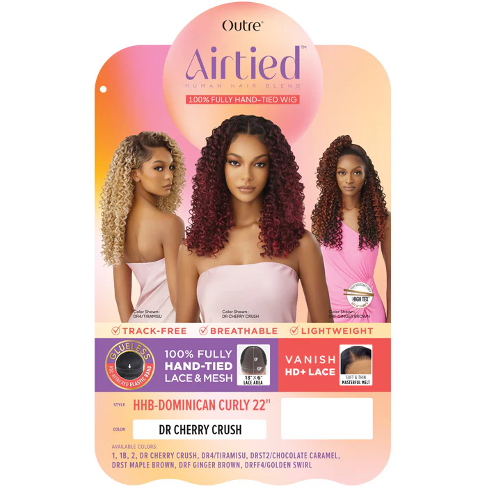 Outre Airtied Human Hair Blend Glueless 100% Fully Hand-Tied 13X6 HD Lace Front Wig - HHB-DOMINICAN CURLY 22" - Image 5