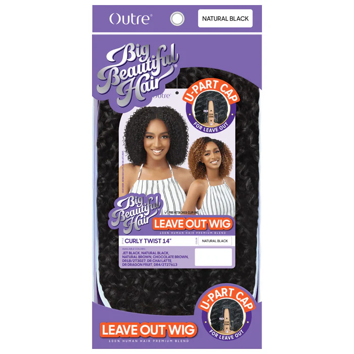 Outre Big Beautifull Hair 100% Human Hair Blend U-Part Leave Out Wig - CURLY TWIST 14" - Image 6