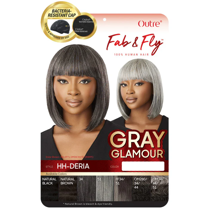 Outre Fab & Fly 100% Human Hair Gray Glamour Full Wig - HH-DERIA - Image 4