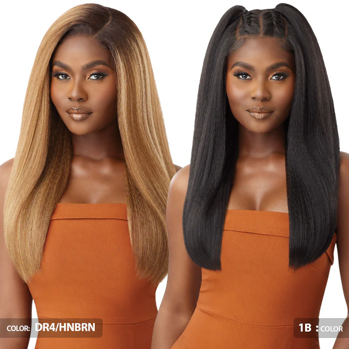 Outre Glueless 100% Human Hair Blend 5X5 HD Lace Front Closure Wig - HHB-KINKY STRAIGHT 24" - Image 2