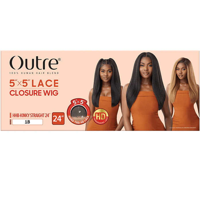 Outre Glueless 100% Human Hair Blend 5X5 HD Lace Front Closure Wig - HHB-KINKY STRAIGHT 24" - Image 5