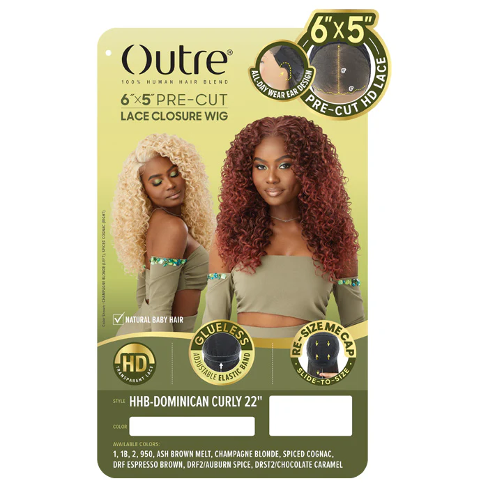 Outre Glueless 6x5 Pre-Cut Lace Closure Wig - HHB-DOMINICAN CURLY 22" - 100% Human Hair Blend - Image 4