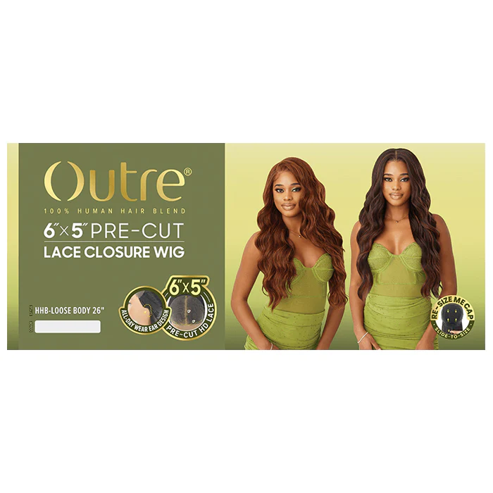 Outre Glueless 6x5 Pre-Cut Lace Closure Wig - HHB-LOOSE BODY 26" - 100% Human Hair Blend - Image 5