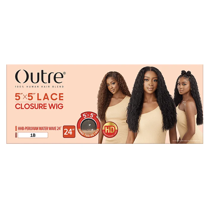 Outre Glueless Human Hair Blend 5X5 HD Lace Frontal Closure Wig - HHB-PERUVIAN WATER WAVE 24 - Image 5