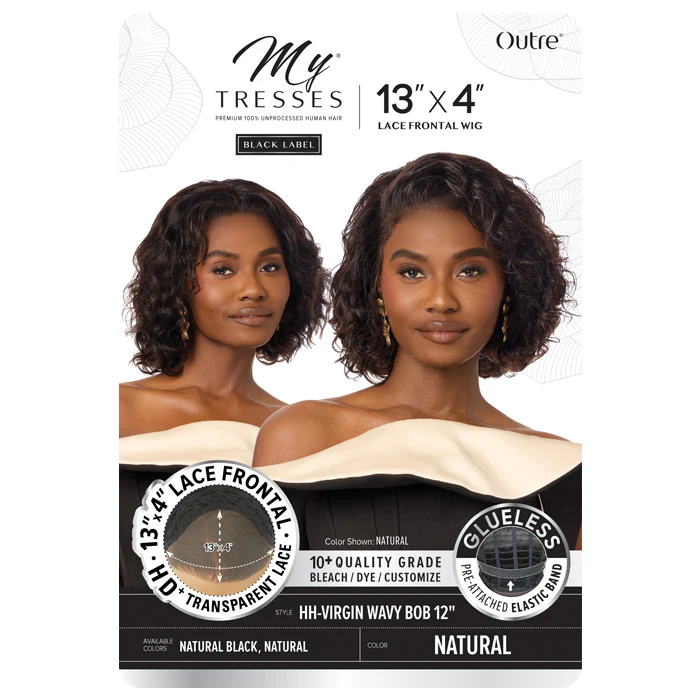 Outre My Tresses Black Label Glueless HD 13x4 Lace Frontal Wig - HH-VIRGIN WAVY BOB 12" - 100% Unprocessed Human Hair - Image 4