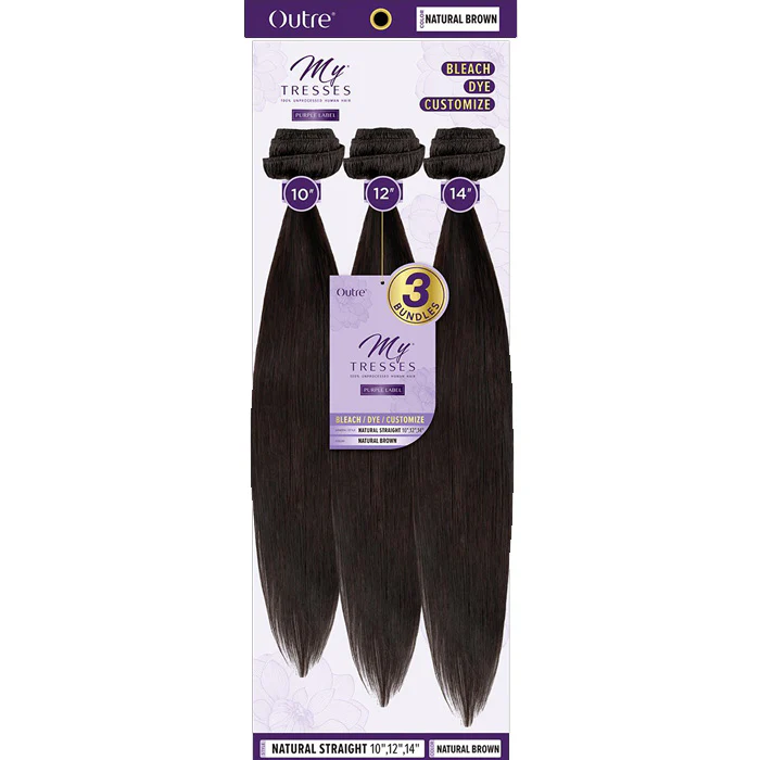 Outre My Tresses Purple Label 3 Bundles 100% Unprocessed Human Hair Weaves - NATURAL STRAIGHT 10-22" - Image 4