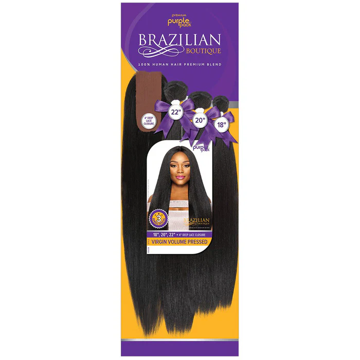 Outre Purple Pack Brazilian Boutique 100% Human Hair Blend Weave 3 PCS - VIRGIN VOLUME 18/20/22"+ 4" Closure - Image 5