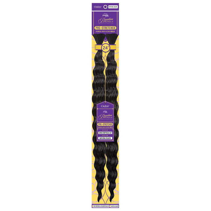 OUTRE PURPLE PACK BRAZILIAN BUNDLE 100% HUMAN HAIR BLEND BRAID - PRE STRETCHED LOOSE DEEP BULK 18/24 inch - Image 2