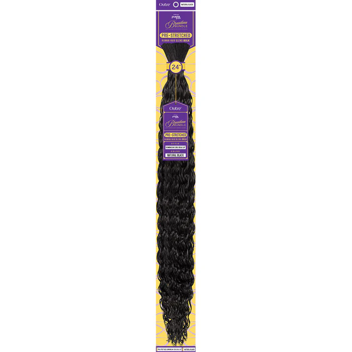 Outre Purple Pack Brazilian Bundle 100% Human Hair Blend Pre-Stretched Braid - DOMINICAN CURL BULK 10/14/18/24" - Image 4