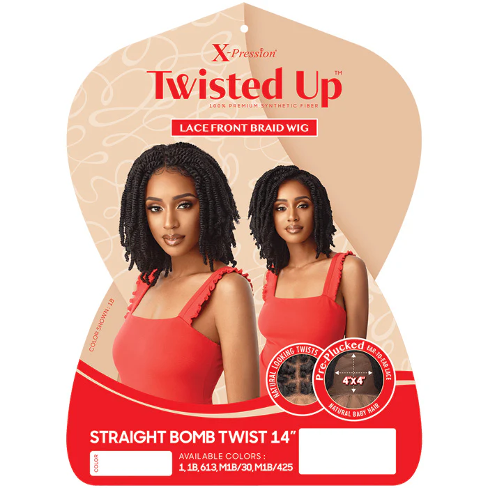 Outre Twisted Up Glueless 4x4 Lace Front Braid Wig - STRAIGHT BOMB TWIST 14" - Image 5