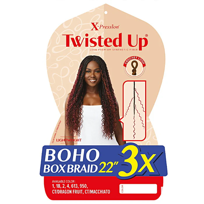 Outre X Pression Twisted Up Crochet Braid - 3X BOHO BOX BRAID 22" - Image 4