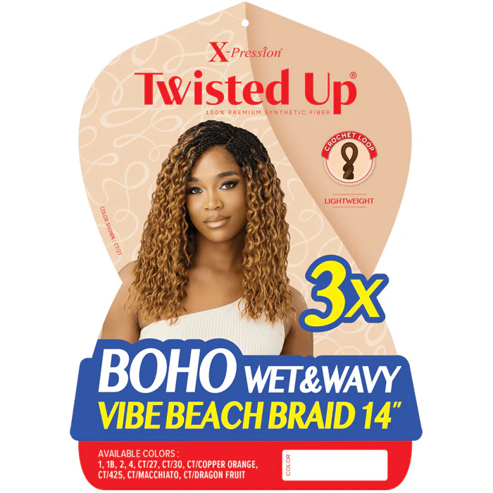 Outre X-Pression Twisted Up Pre-Loop Crochet Braid - BOHO WET & WAVY VIBE BEACH BRAID 14 3X - Image 3